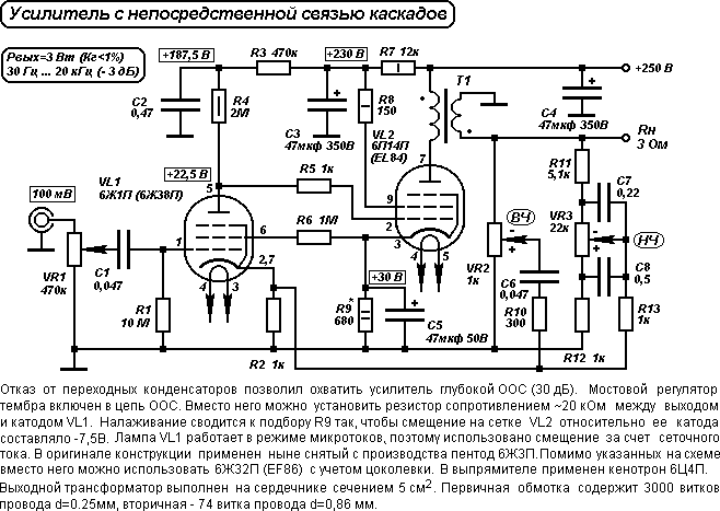 Однотактные ламповые усилители