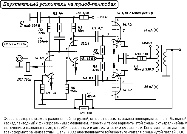 Двухтактные ламповые усилители Двухтактные ламповые усилители